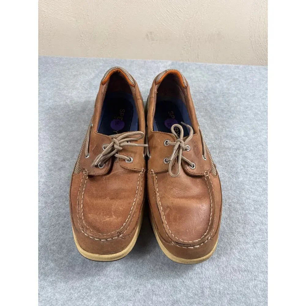 Sperry Boat Shoe Men's 12M Brown‎ Leather Intrepid 2-Eye Slip-On Casual Topsider